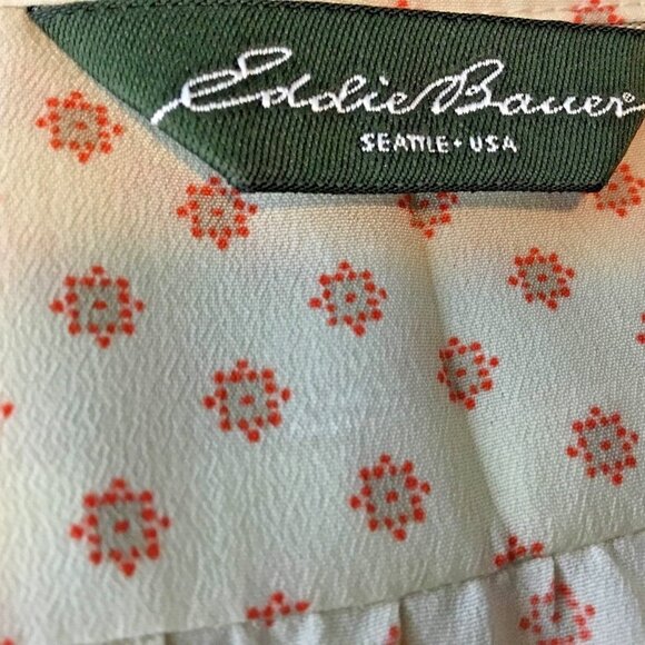 EDDIE BOWER USA Cap Sleeve Scoop Neck Hidden Buttons Tan Tunic Blouse Med NWT - Picture 3 of 8